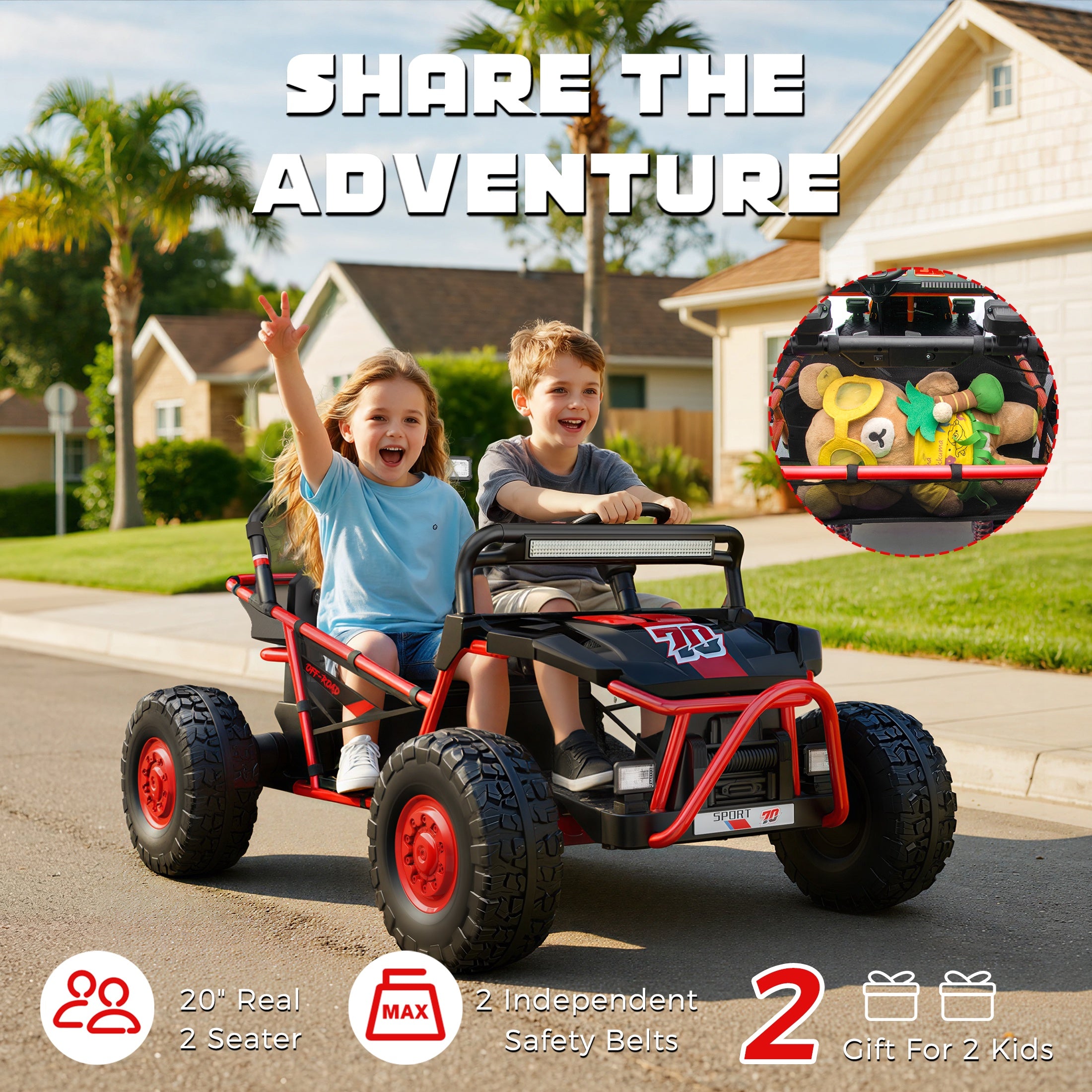 iYofe 36V Electric Ride on Car for Big Kids, Powered Ride on UTV Toys for Boys Girls Ages 6+, Kids Electric Vehicle with Bluetooth, Music, 4 Wheels Spring Suspension, without Remote Control, Red