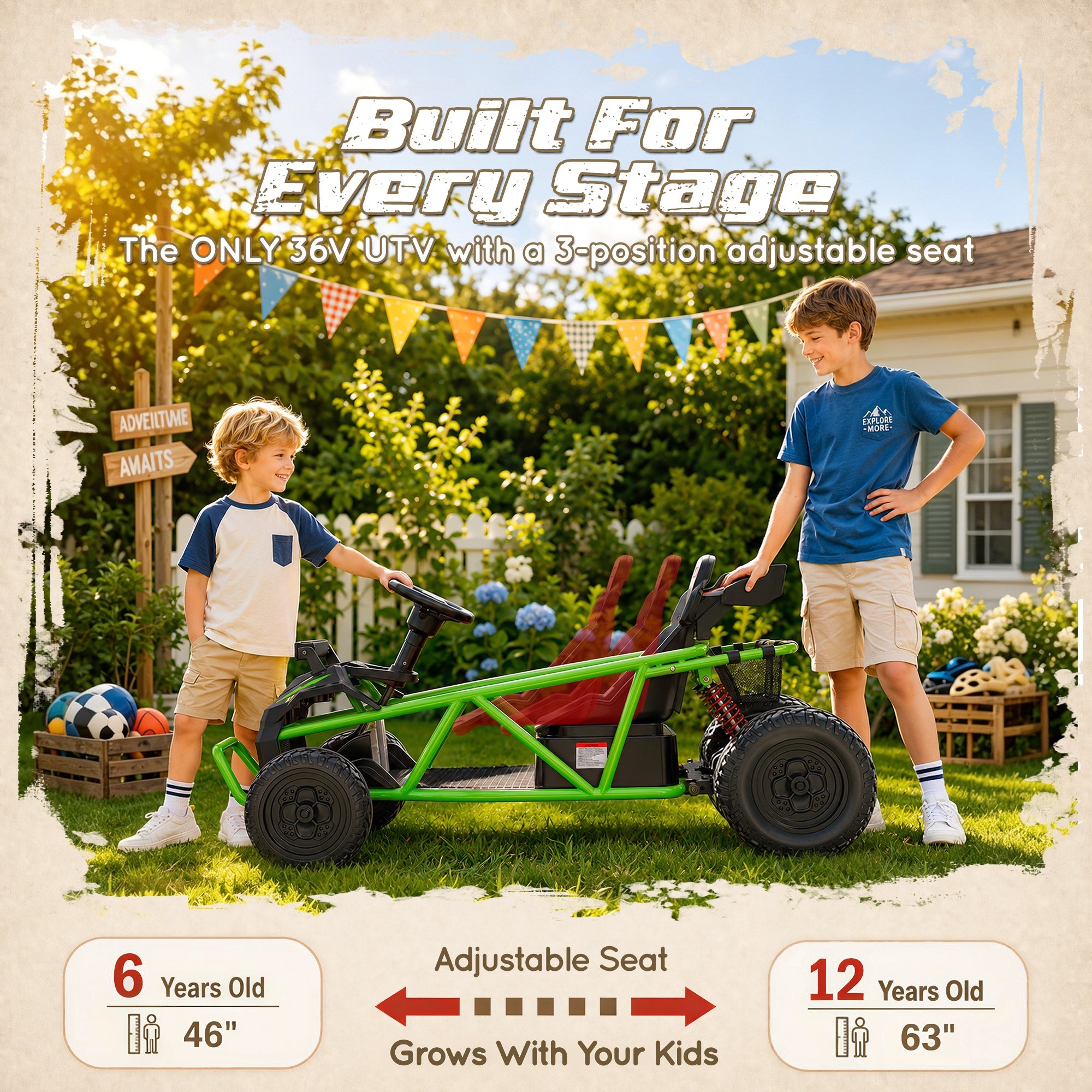 iYofe 36V Electric Ride on Car for Big Kids, Powered Ride on Vehicle for Boys Girls Ages 6+, Kids Electric Car with Bluetooth, Music, Rear Wheel Spring Suspension, Green
