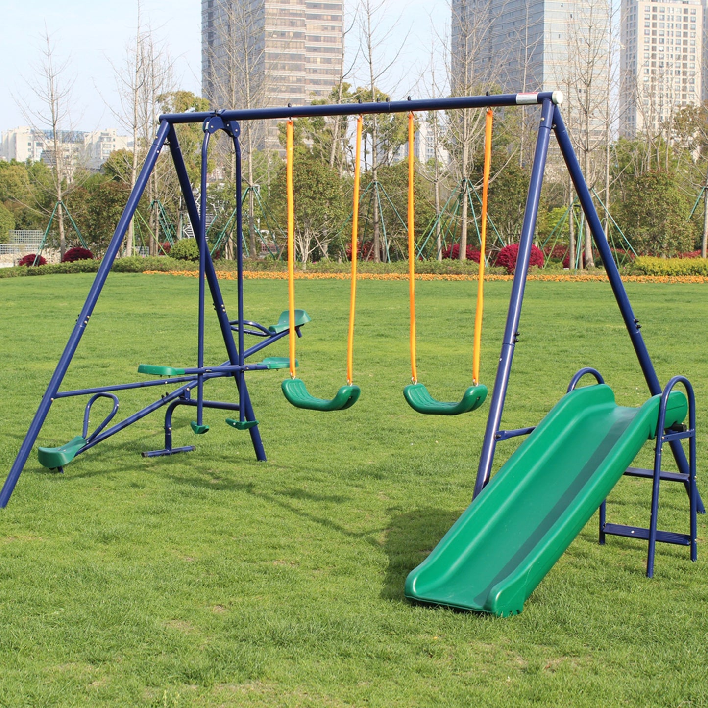 swing with slide/seesaw