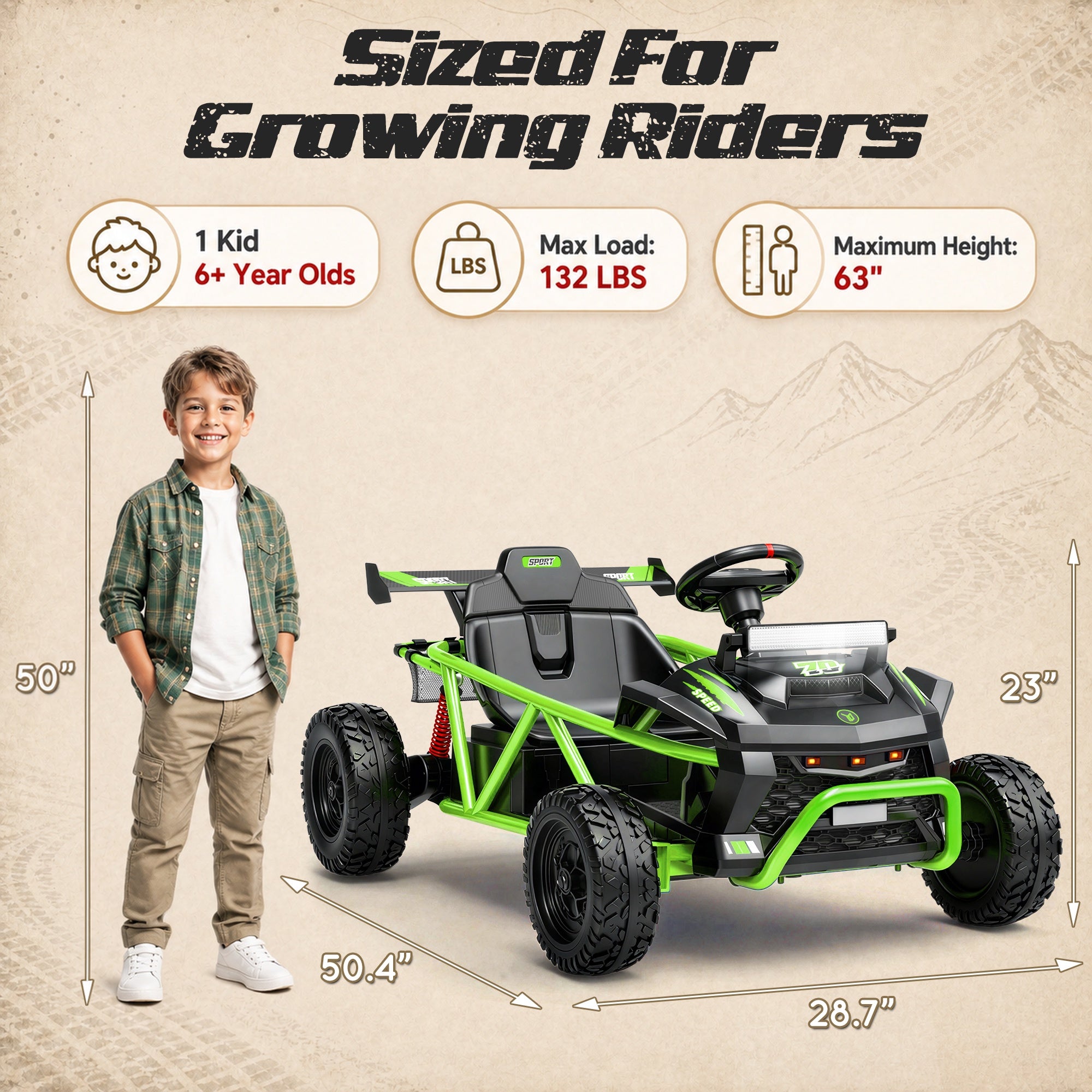 iYofe 36V Electric Ride on Car for Big Kids, Powered Ride on Vehicle for Boys Girls Ages 6+, Kids Electric Car with Bluetooth, Music, Rear Wheel Spring Suspension, Green