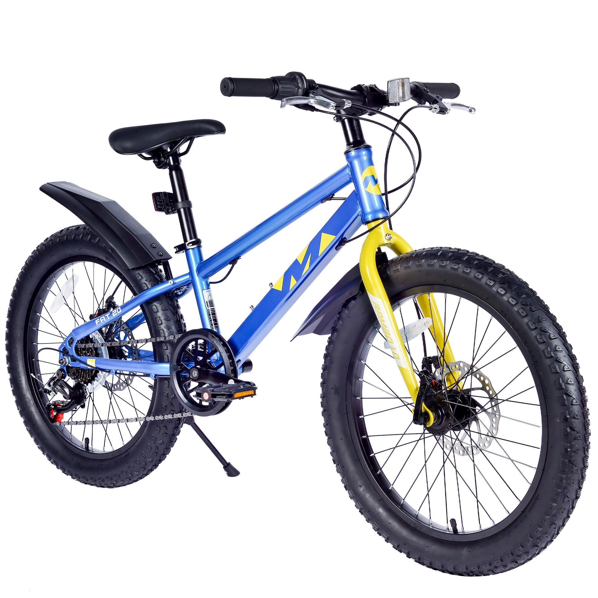 20 inch Kids Mountain Bikes for Boys Girls, 7 Speed Fat Tire Mountain Bicycle w/ Disc Brakes, Bike for kids Ages 5-12 Years Old, City Bikes Street Suit for Rider Height 44"-56", 85% assembled (Blue)
