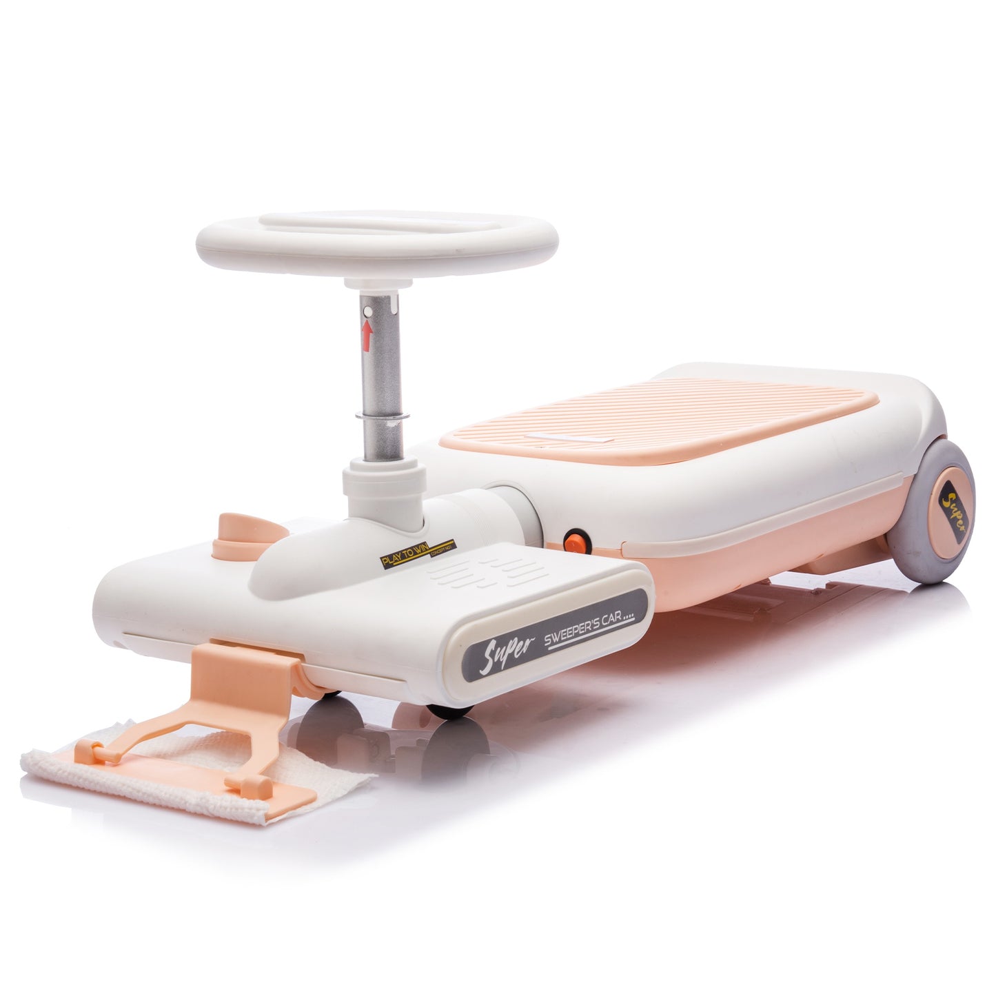 12V Electric Go Kart For Kids, Electric Sweeper Floor Cleaner Car with Front Mop, Powered Ride on Toy w/ Light and Music, Extendable by 6CM, Cleaning Go Kart for Boys Girls Ages 3-6