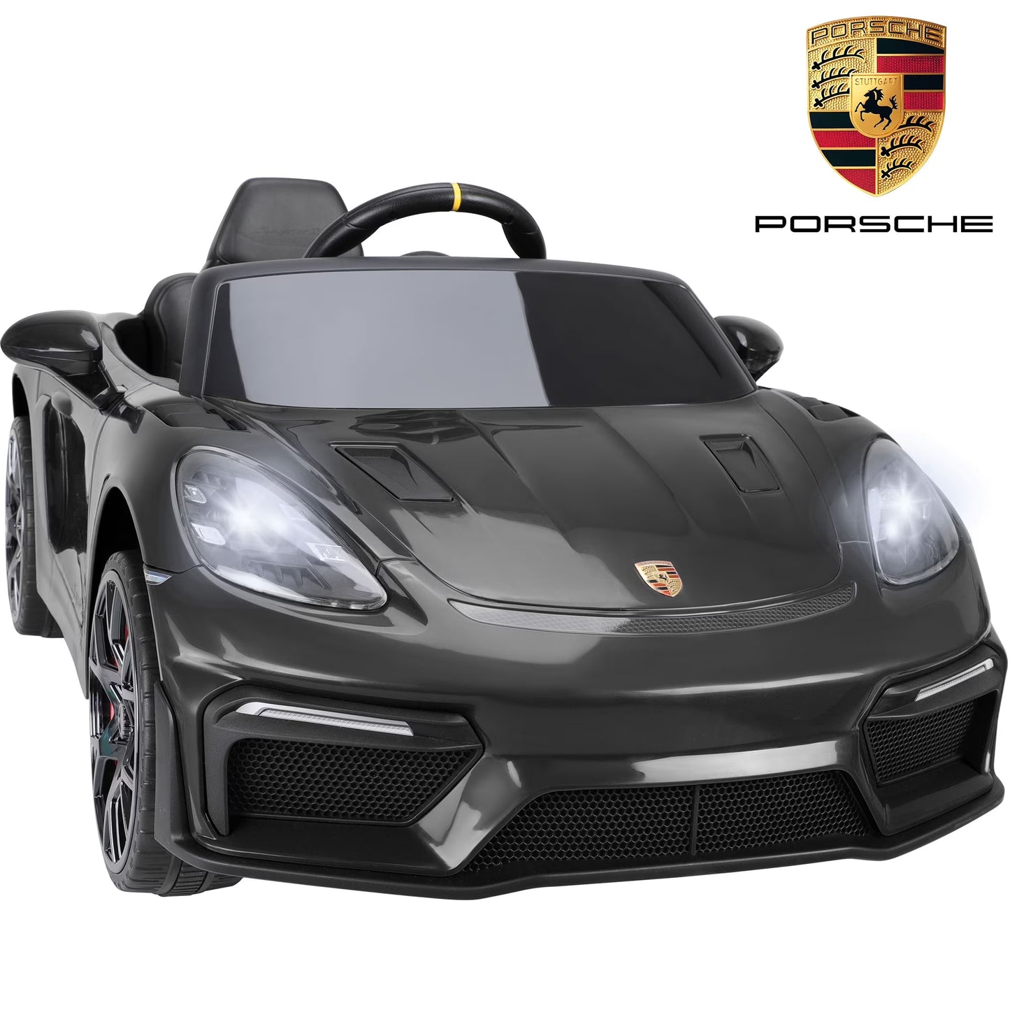 Porsche 718 Spyder 12V Powered Ride on Toys Car for Kids, 4 Wheel Suspension Ride on Cars with Remote Control, Bluetooth, Music, LED, Safety Belts, Training Wheels, Electric Car for Kids Toddler 3-6