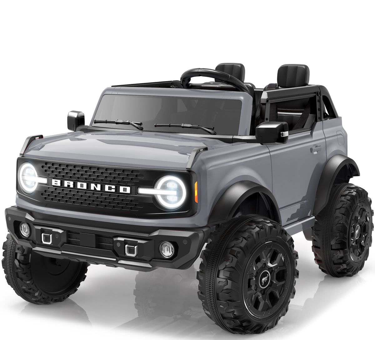 iYofe Licensed Ford Bronco 24V 2 Seater Powered Ride On w/Remote Control, Lights, Music, 4-Wheel Suspension, Electric Car for Kids Ages 3-8
