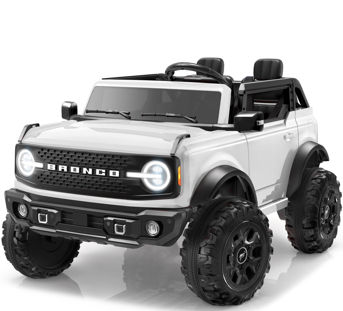 iYofe Licensed Ford Bronco 24V 2 Seater Powered Ride On w/Remote Control, Lights, Music, 4-Wheel Suspension, Electric Car for Kids Ages 3-8
