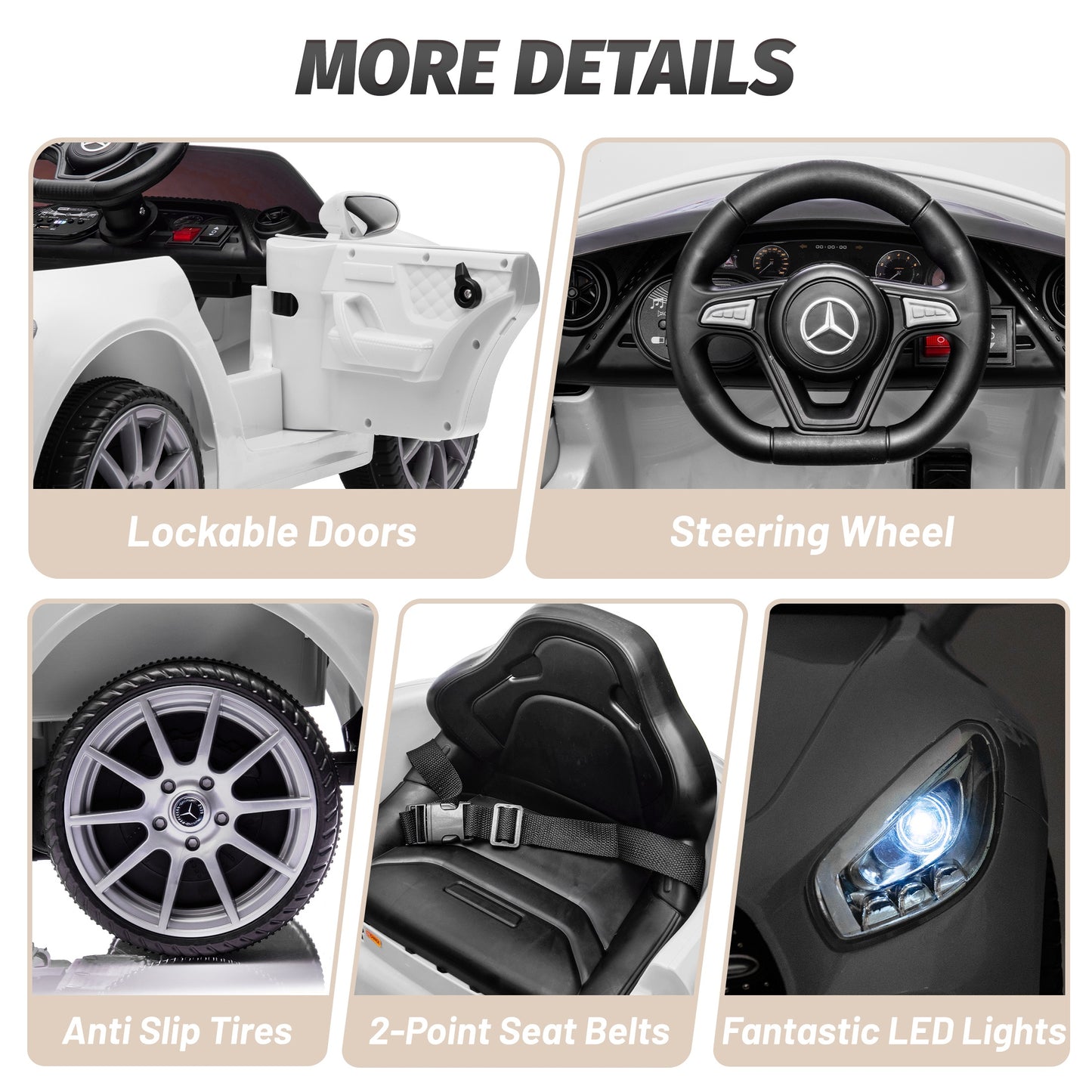 12V Ride on Toy for Kids, Licensed Mercedes-Benz CLS 350 Powered Ride on Car with Remote Control, Kids Electric Cars for Boys Girls 2-5 with Bluetooth, Music, LED Lights, 3 Speeds, 4 Wheelers, White