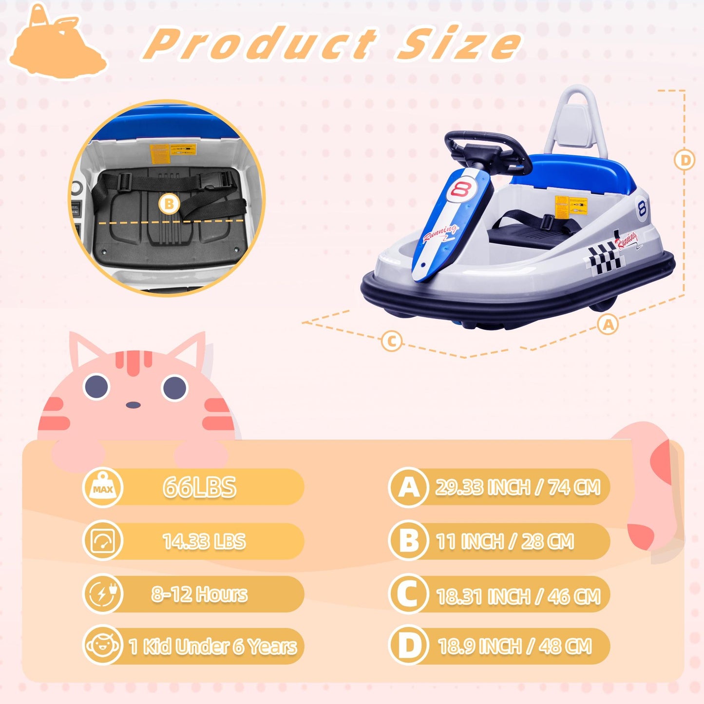 iYofe 6V Bumper Car Ride on with Remote Control, Bumper Cars for Kids Toddlers Boys Girls 2-6 Years Old Gifts, Battery Powered Ride on Toys with Bluetooth, Player, 360¡ãSpin, LED Light, 3 Speed, White