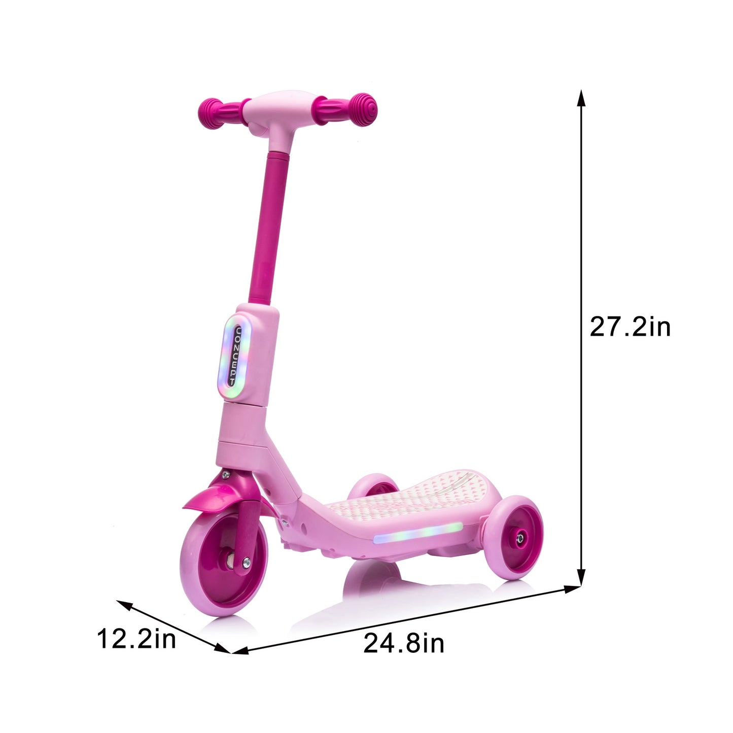 iYofe 3 Wheel Scooter for Kids, 6V Kids Electric Scooter for Boys Girls 3-6 Years Old, Kids Scooter for Toddlers with Music, Steam Sprayer, Colorful Front/Deck Light, Pink