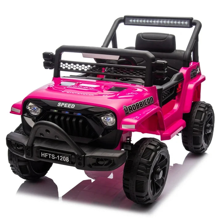 12V Kids Electric Car Truck Ride On Toy with Remote Control, 2WD, 4 Wheel Suspension Toy Cars, Bluetooth, MP3, USB, Mic Jack, LED Lights, 12V Power Ride On Car for Boys & Girls Ages 1-4, Pink