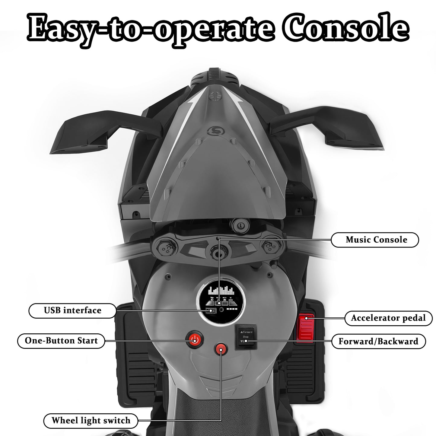 12V Ride on Motorcycle, Kids Electric Motorcycle with USB/MP3, Motorized Motorcycle Ride on Toy for Kids Toddler Boys Girls Aged 3-5, 3 Wheelers