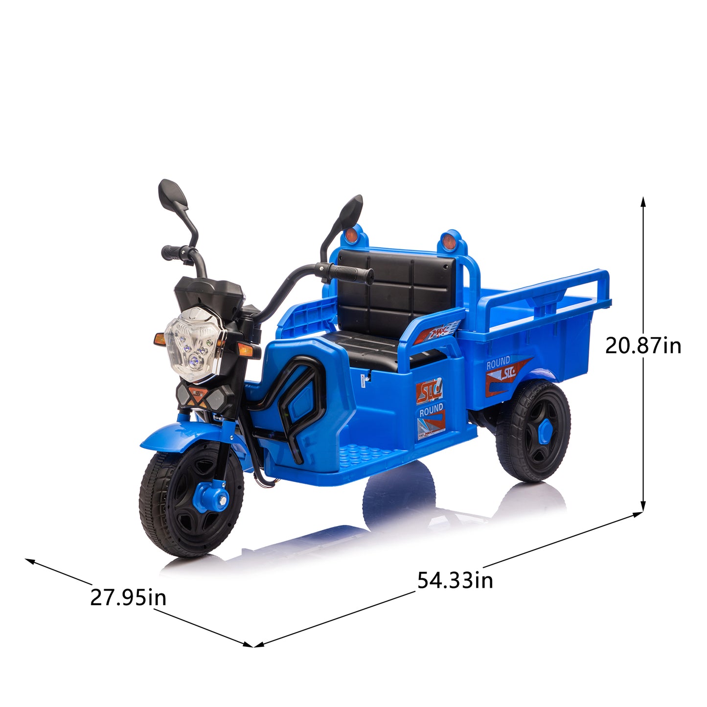 12V Powered Ride on Toy, Kids Electric 3-Wheel Cargo Truck Toy with Storage, Electric Trike for Kids Toddlers, Eletric Motorcycle with LED Lights/Music
