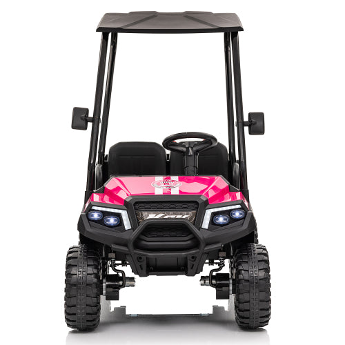 24V Remote Control Kids UTV Ride-On Car - 2 Seater Electric Toy Car w/ Parental Remote, Dual Motors, 4-Wheel Suspension, Bluetooth Audio, LED Lights & Removable Canopy