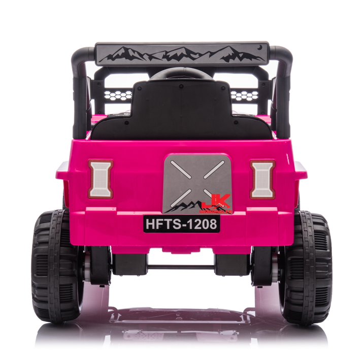12V Kids Electric Car Truck Ride On Toy with Remote Control, 2WD, 4 Wheel Suspension Toy Cars, Bluetooth, MP3, USB, Mic Jack, LED Lights, 12V Power Ride On Car for Boys & Girls Ages 1-4, Pink