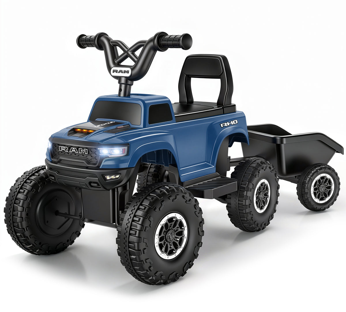 iYofe 12V Ram 1500 Ride on Toy with Trailer and Music, Battery Powered Kids ATV for Ages 2-4