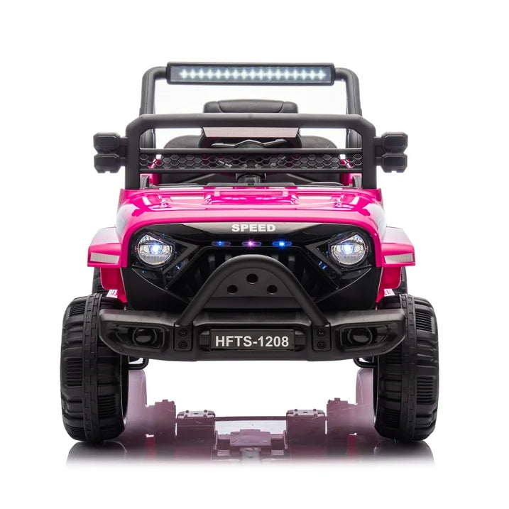 12V Kids Electric Car Truck Ride On Toy with Remote Control, 2WD, 4 Wheel Suspension Toy Cars, Bluetooth, MP3, USB, Mic Jack, LED Lights, 12V Power Ride On Car for Boys & Girls Ages 1-4, Pink