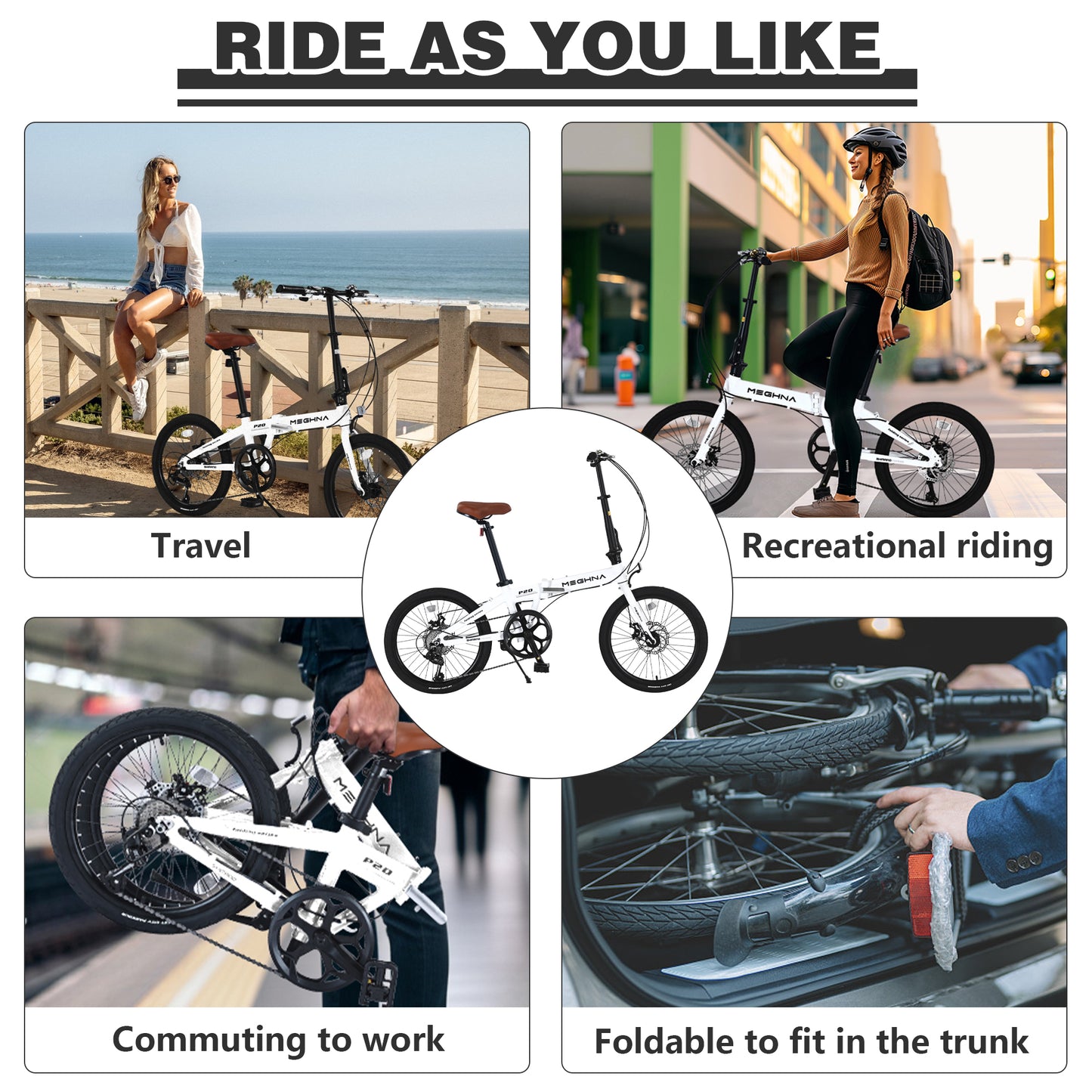 20"/26" Folding Bike, Adult Bicycles, Foldable Bikes for Womens Men Teen, City Bikes, Commuter Bikes 99% Assembled