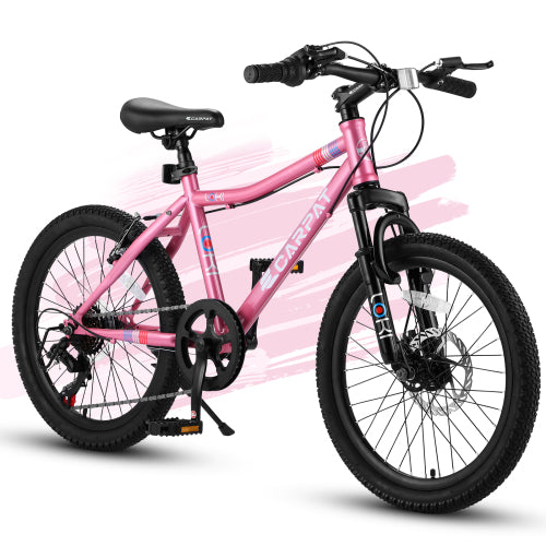 20 Inch Kids' Bike, Boys Girls Mountain Bike Ages 8-12, 7 Speed Teenager Children Kids' Bicycles, Front Suspension Disc Brake Rear V-Brake, High Steel Frame,Blue