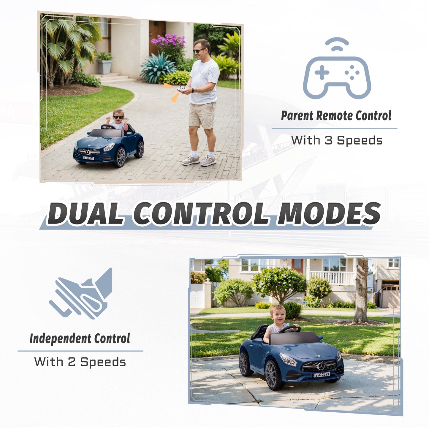 12V Ride on Toy for Kids, Licensed Mercedes-Benz CLS 350 Powered Ride on Car with Remote Control, Kids Electric Cars for Boys Girls 2-5 with Bluetooth, Music, LED Lights, 3 Speeds, 4 Wheelers, Blue