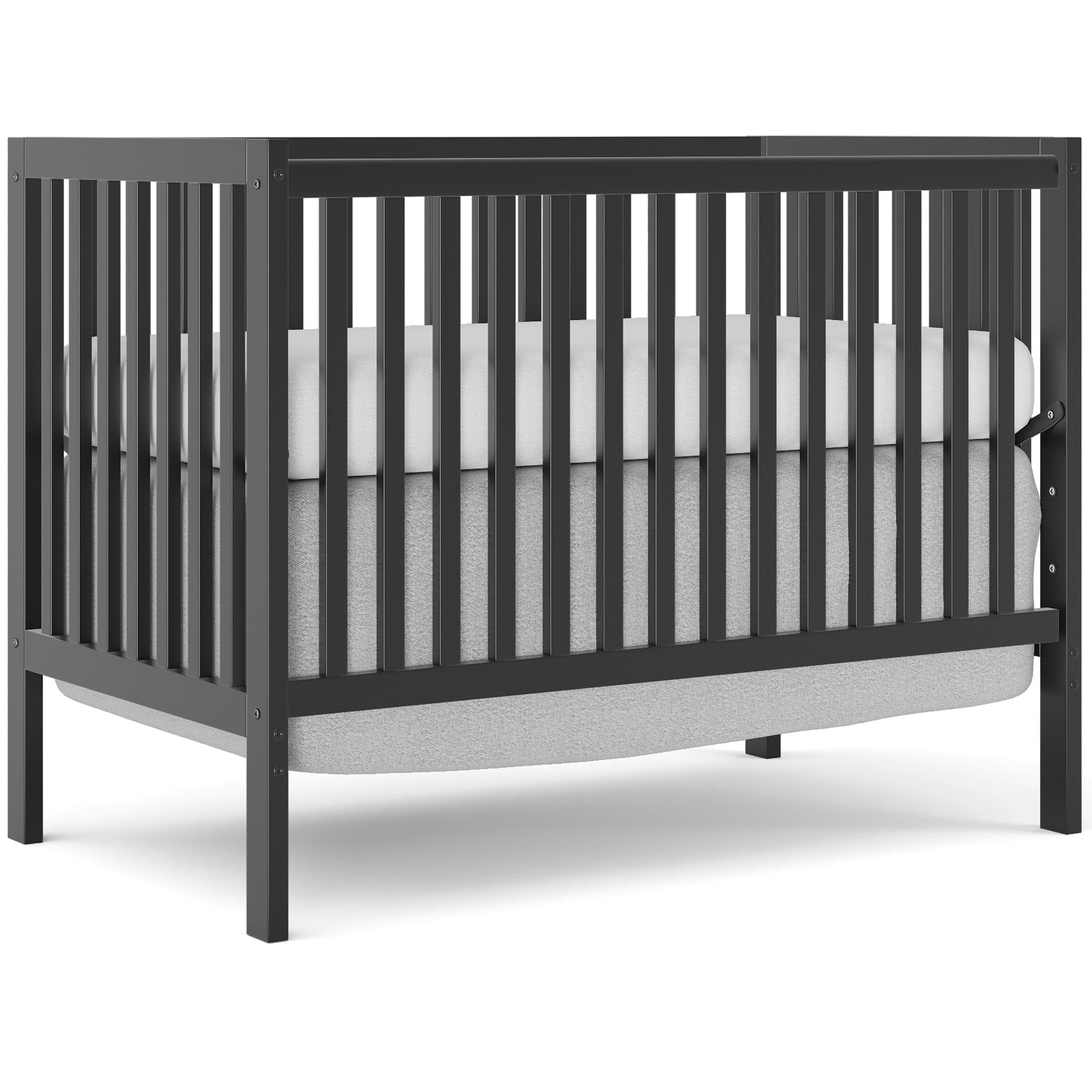 iRerts 5 In 1 Convertible Baby Crib, Wood Convertible Crib Toddler Bed with Wood Legs, Converts from Baby Crib to Toddler Bed, Fits Standard Full-Size Crib Mattress, Easy to Assemble, Black