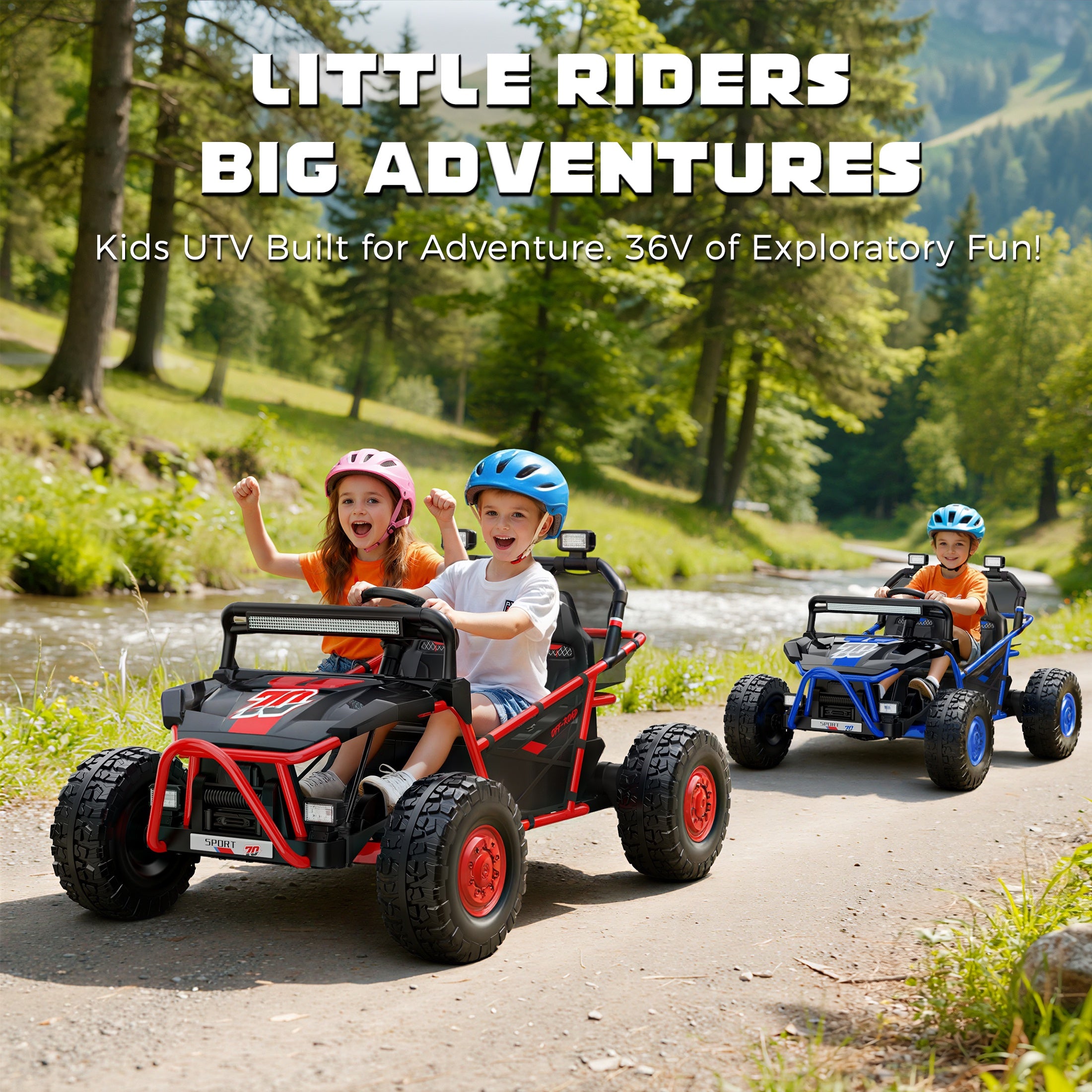 iYofe 36V Electric Ride on Car for Big Kids, Powered Ride on UTV Toys for Boys Girls Ages 6+, Kids Electric Vehicle with Bluetooth, Music, 4 Wheels Spring Suspension, without Remote Control, Red