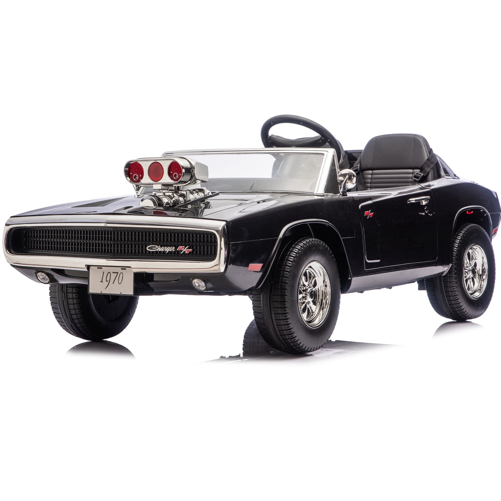 iYofe 24V 2 Seater Licensed 1970 Dodge Charger R/T Powered Ride-On Car with Remote Control & Safety Belt