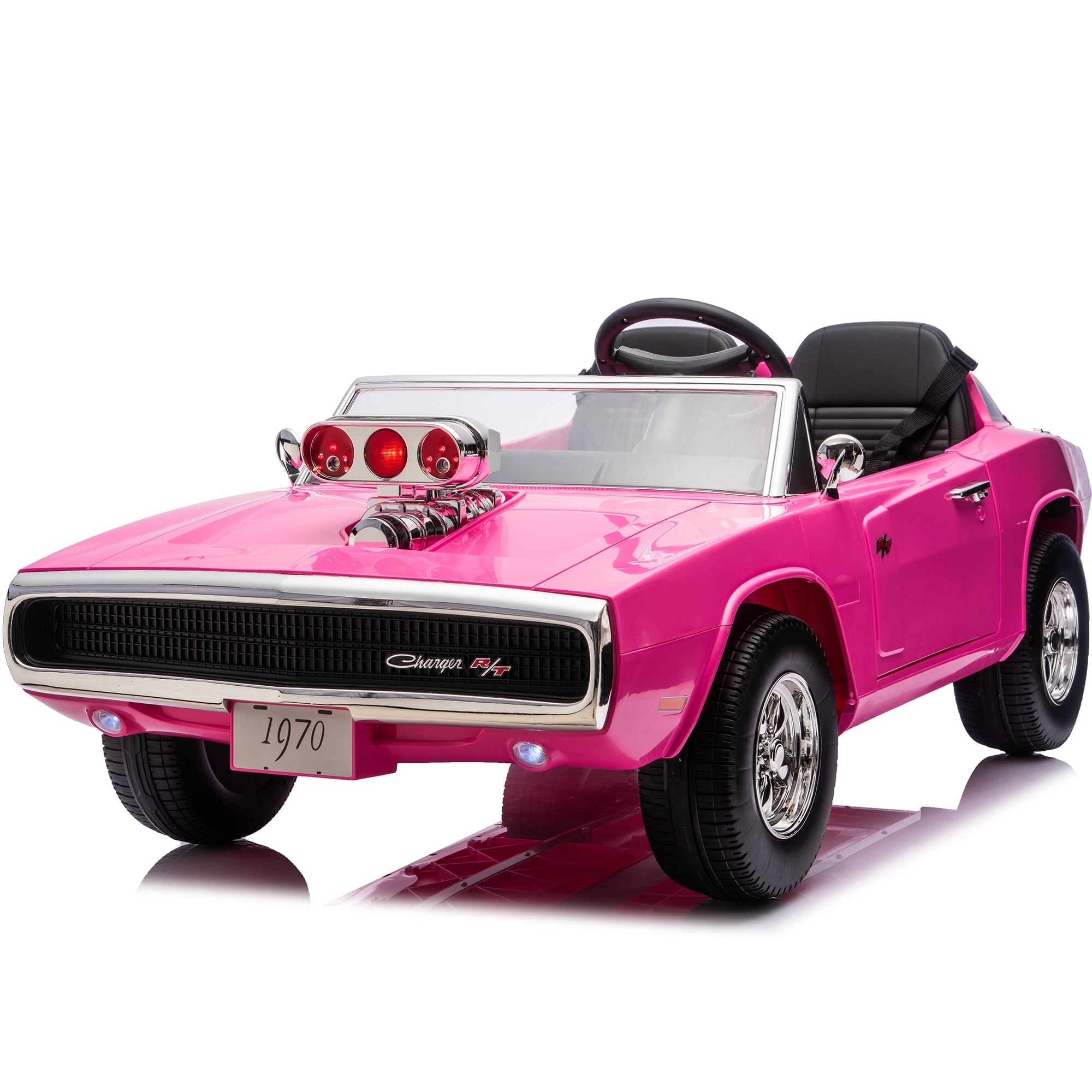 iYofe 24V 2 Seater Licensed 1970 Dodge Charger R/T Powered Ride-On Car with Remote Control & Safety Belt