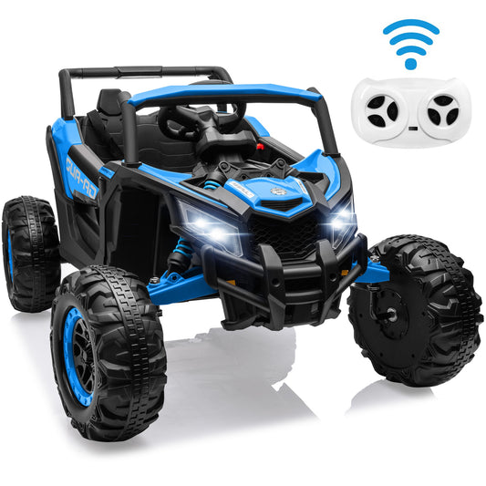 iYofe 24V Ride on Toys for Big Kids, Kids Ride on Car for Boys Girls 3-6, Powered Ride on UTV Electric Cars for Kids with Remote Control, Bluetooth Music, LED Lights, 4 Wheels Spring Suspension, Blue