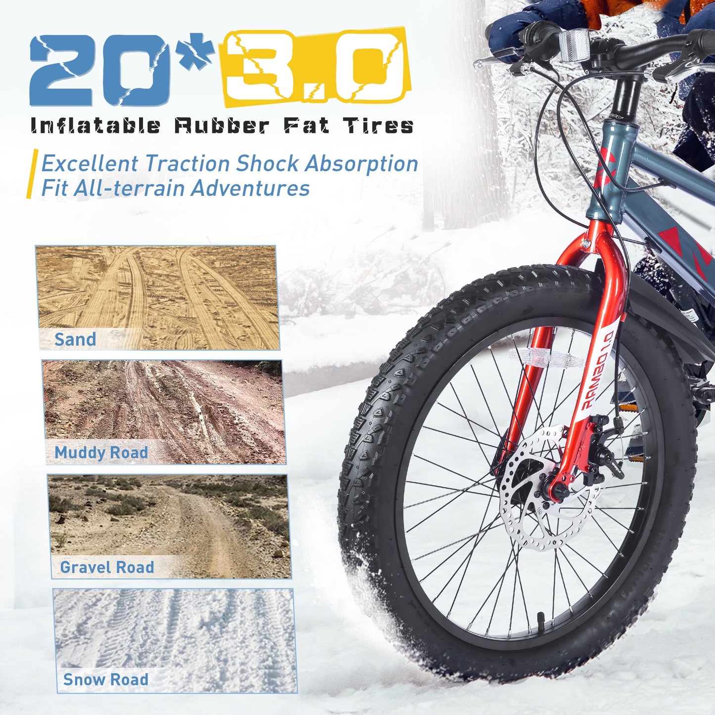 20 inch Kids Mountain Bikes for Boys Girls, 7 Speed Fat Tire Mountain Bicycle w/ Disc Brakes, Bike for kids Ages 5-12 Years Old, City Bikes Street Suit for Rider Height 44"-56", 85% assembled (Gray)