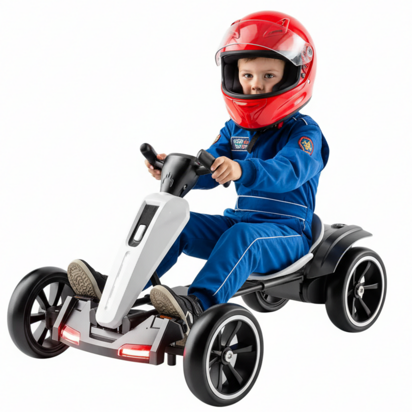 12V Electric Pedal Go Kart Car for Kids, Folder Ride on Toys Car with Adjustable Seat, Kids' Electric Vehicles with Music / Flashing Light for Boys Girls Age 3-8 Years Old, Red