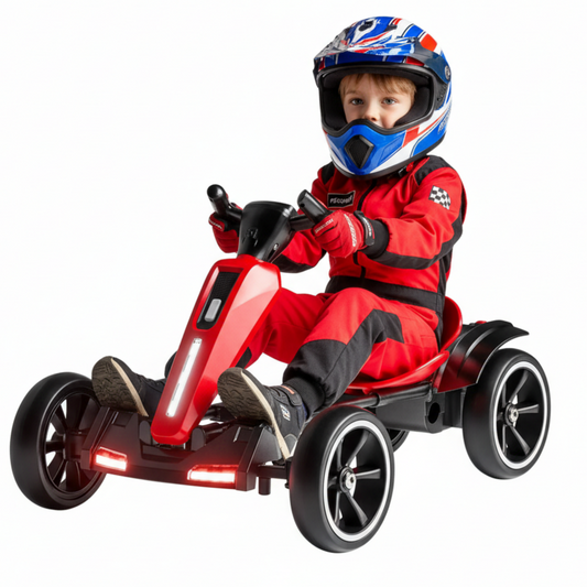 12V Electric Pedal Go Kart Car for Kids, Folder Ride on Toys Car with Adjustable Seat, Kids' Electric Vehicles with Music / Flashing Light for Boys Girls Age 3-8 Years Old