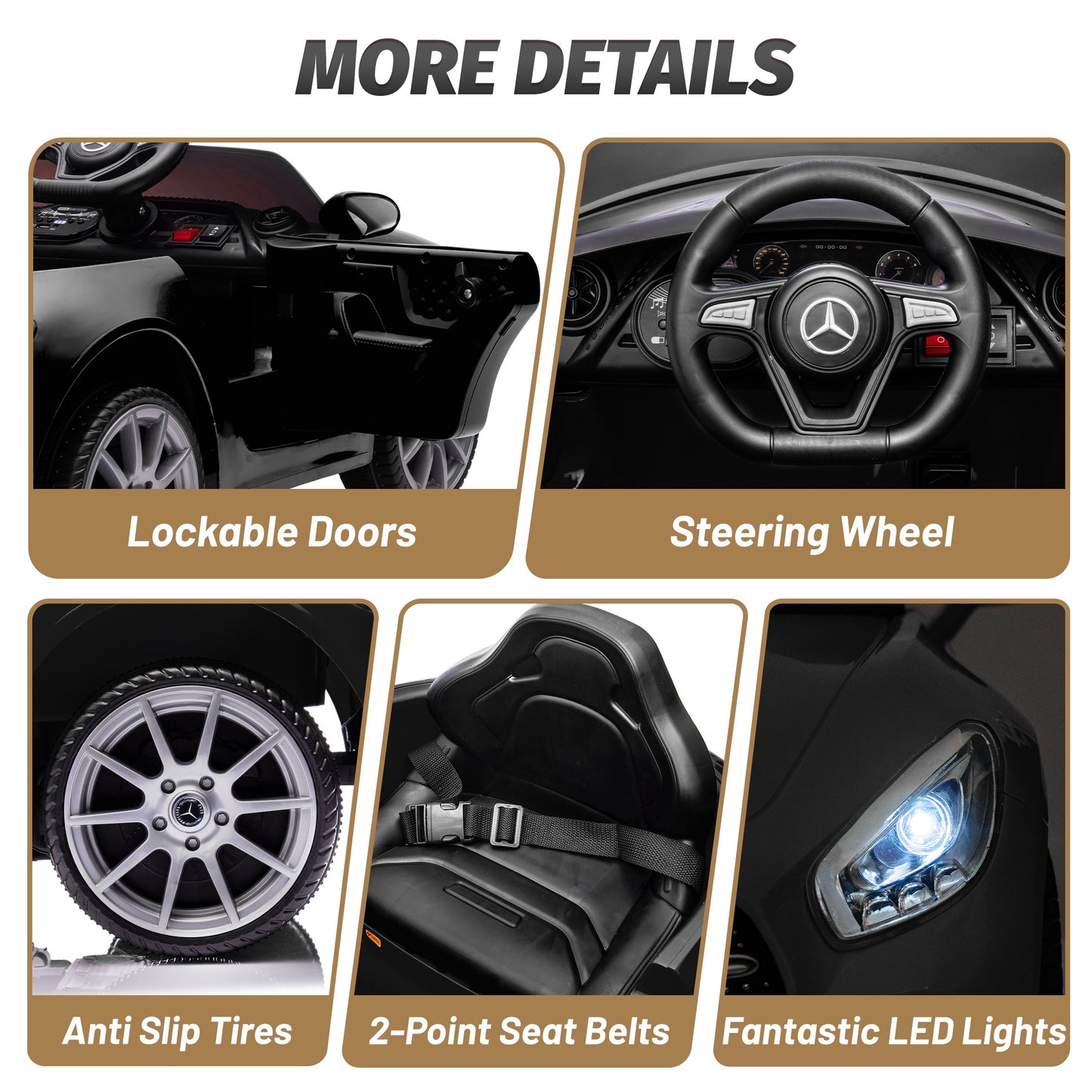 12V Ride on Toy for Kids, Licensed Mercedes-Benz CLS 350 Powered Ride on Car with Remote Control, Kids Electric Cars for Boys Girls 2-5 with Bluetooth, Music, LED Lights, 3 Speeds, 4 Wheelers, Black