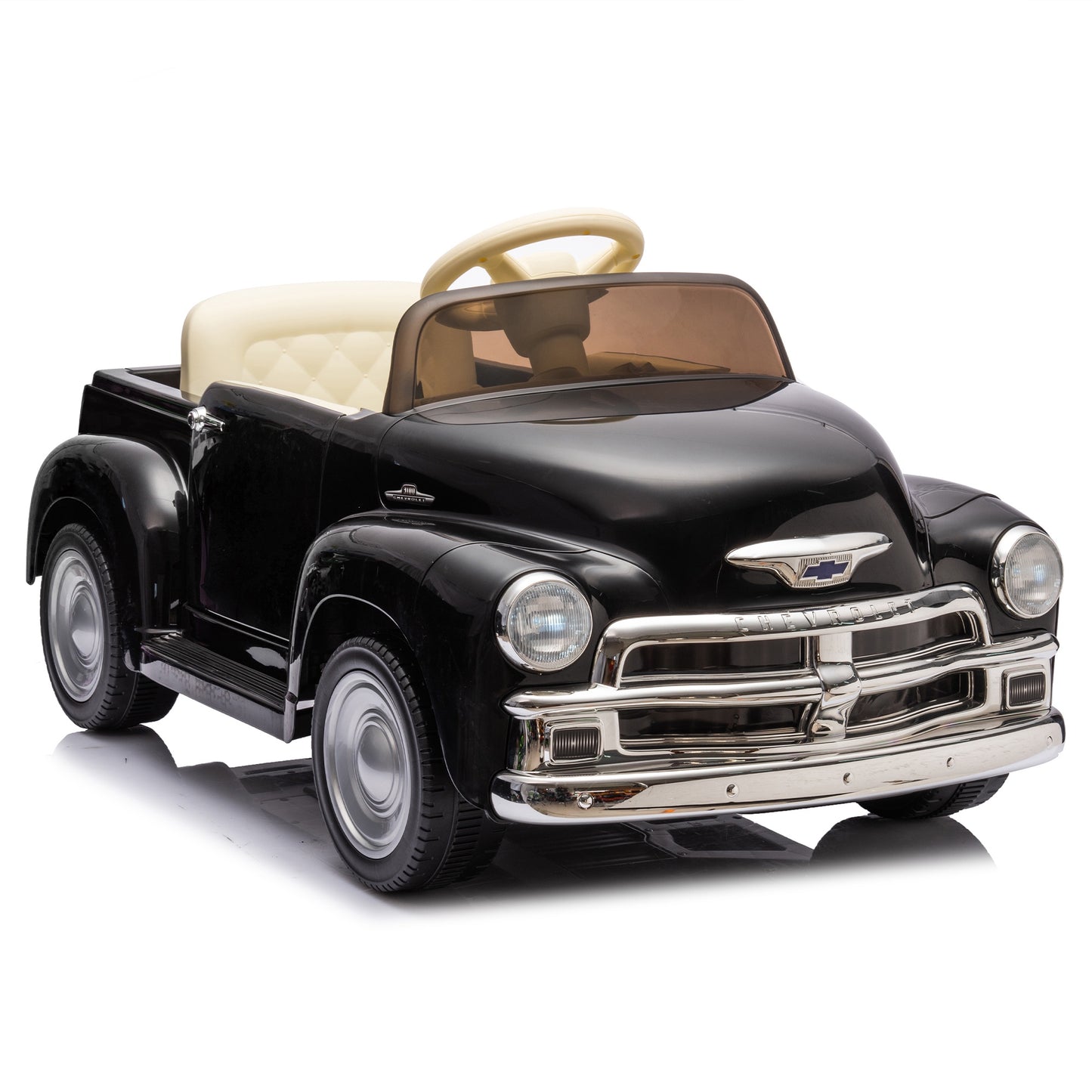 12V Ride on Toys, Licensed Chevrolet 3100 Powered Ride on Cars with Remote Control, Bluetooth, Music, USB Ports, LED Lights, 4 Wheels Suspension, Electric Car for Kids Boys Girls Ages 3-6, Black