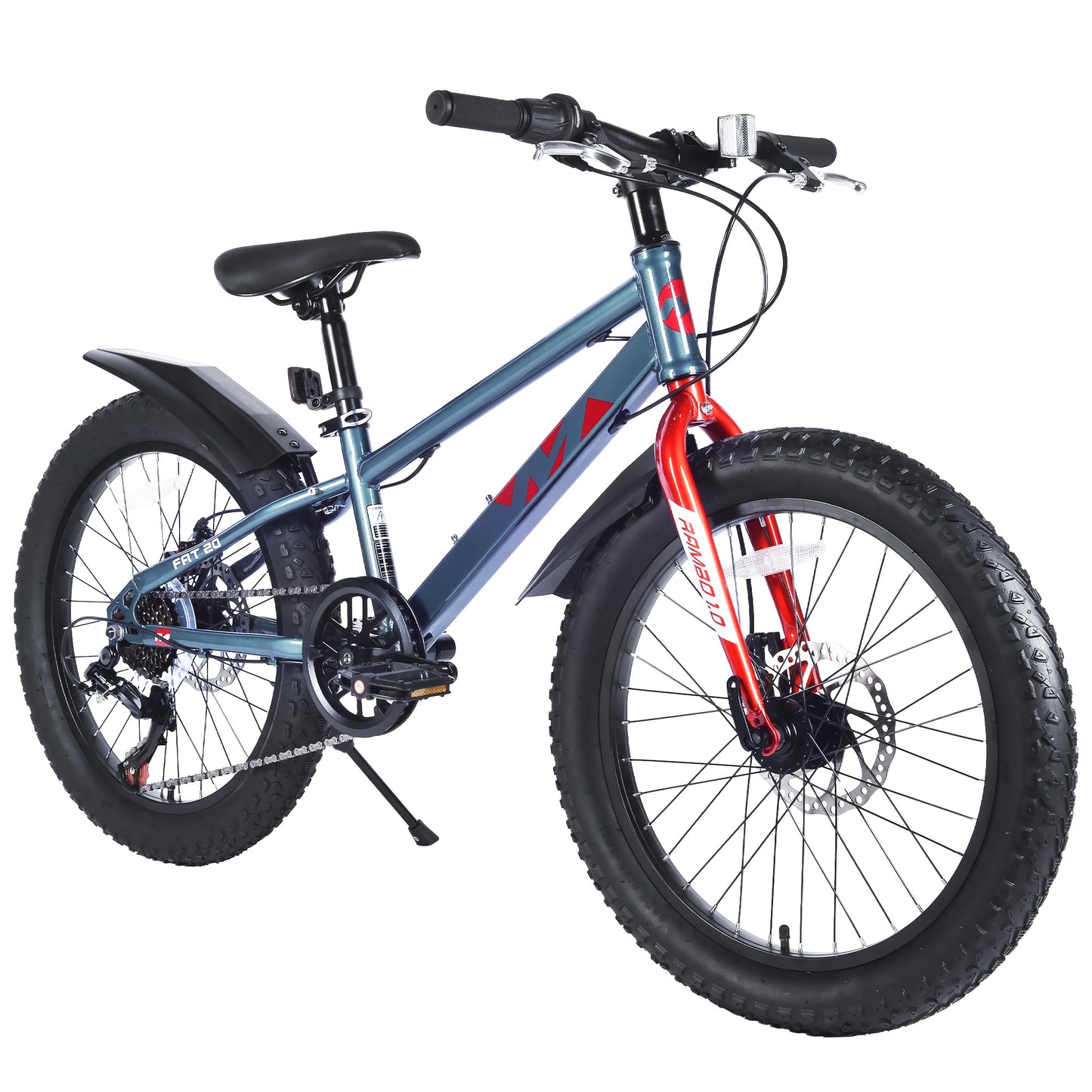20 inch Kids Mountain Bikes for Boys Girls, 7 Speed Fat Tire Mountain Bicycle w/ Disc Brakes, Bike for kids Ages 5-12 Years Old, City Bikes Street Suit for Rider Height 44"-56", 85% assembled (Gray)