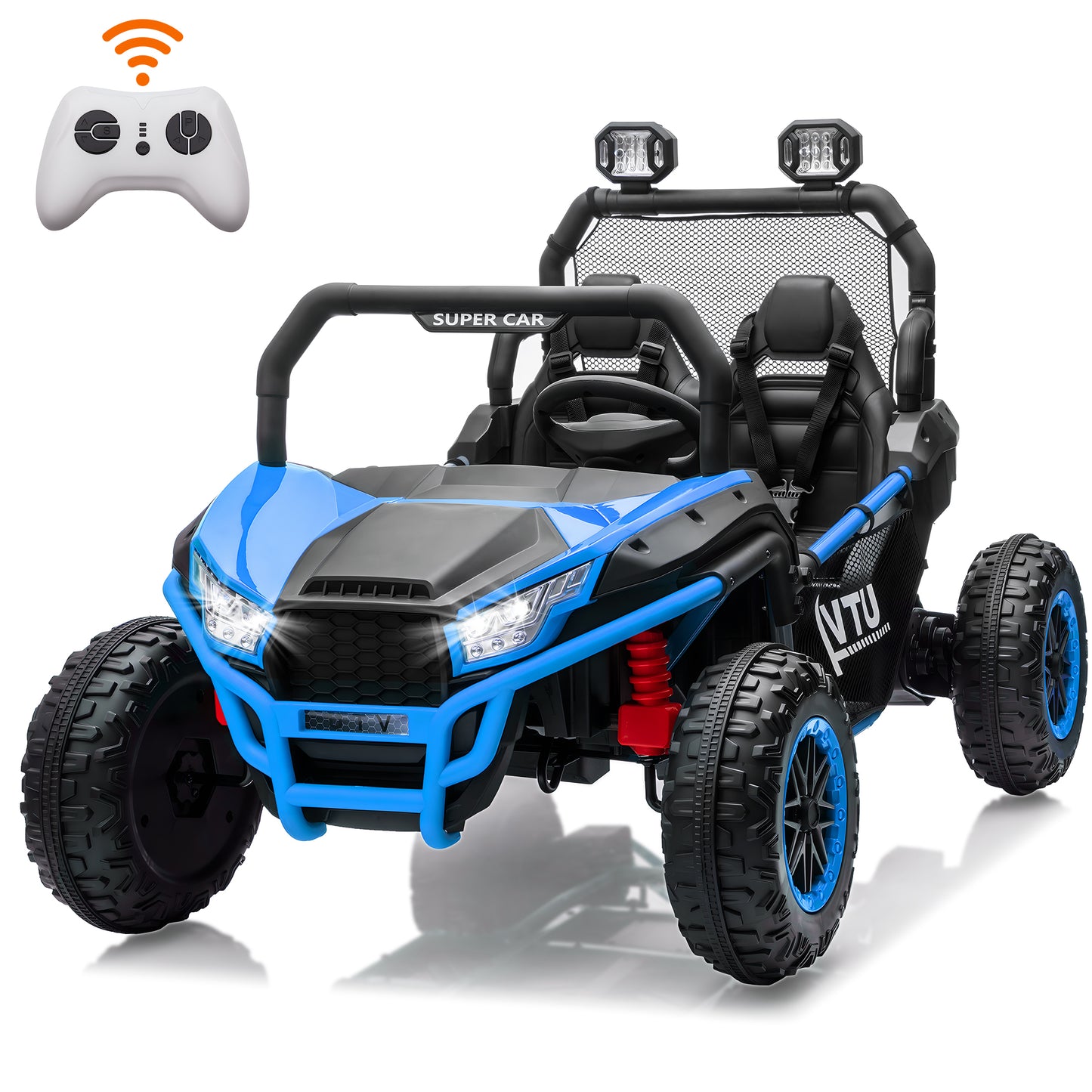 iYofe Ride On Car with Remote Control, 24V 2 Seater Electric Car for Kids, 4x4 Quad Buggy UTV Battery Powered Ride On Toys with Music Led Lights Four Wheel Spring Suspensions for Toddlers, Black