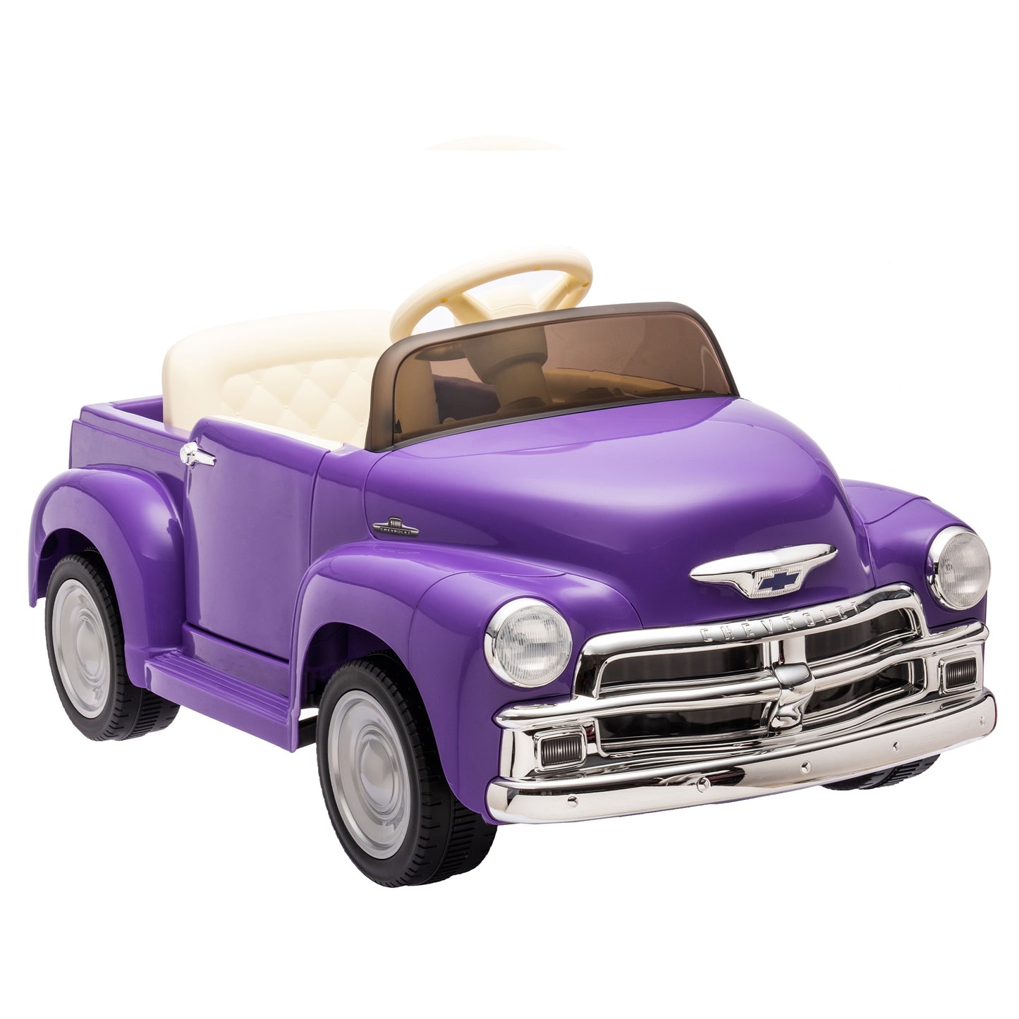 12V Ride on Toys, Licensed Chevrolet 3100 Powered Ride on Cars with Remote Control, Bluetooth, Music, USB Ports, LED Lights, 4 Wheels Suspension, Electric Car for Kids Boys Girls Ages 3-6, Purple