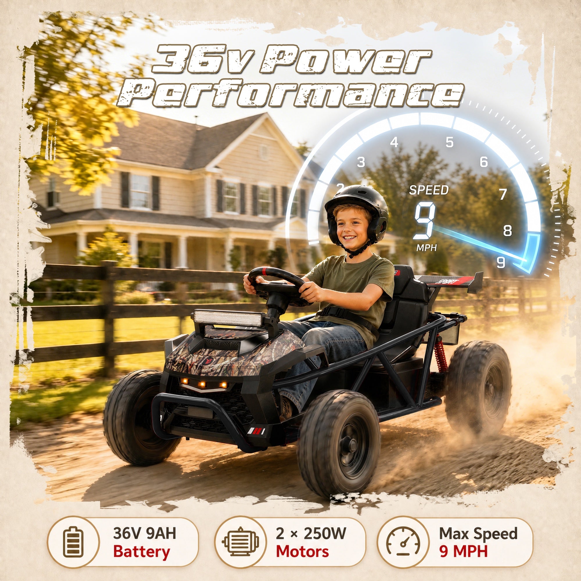 iYofe 36V Electric Ride on Car for Big Kids, Powered Ride on Vehicle for Boys Girls Ages 6+, Kids Electric Car with Bluetooth, Music, Rear Wheel Spring Suspension, Black