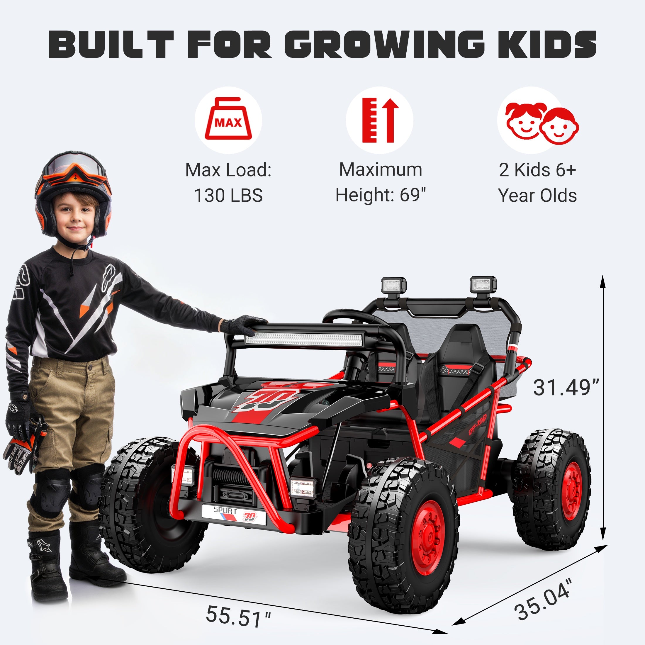 iYofe 36V Electric Ride on Car for Big Kids, Powered Ride on UTV Toys for Boys Girls Ages 6+, Kids Electric Vehicle with Bluetooth, Music, 4 Wheels Spring Suspension, without Remote Control, Red