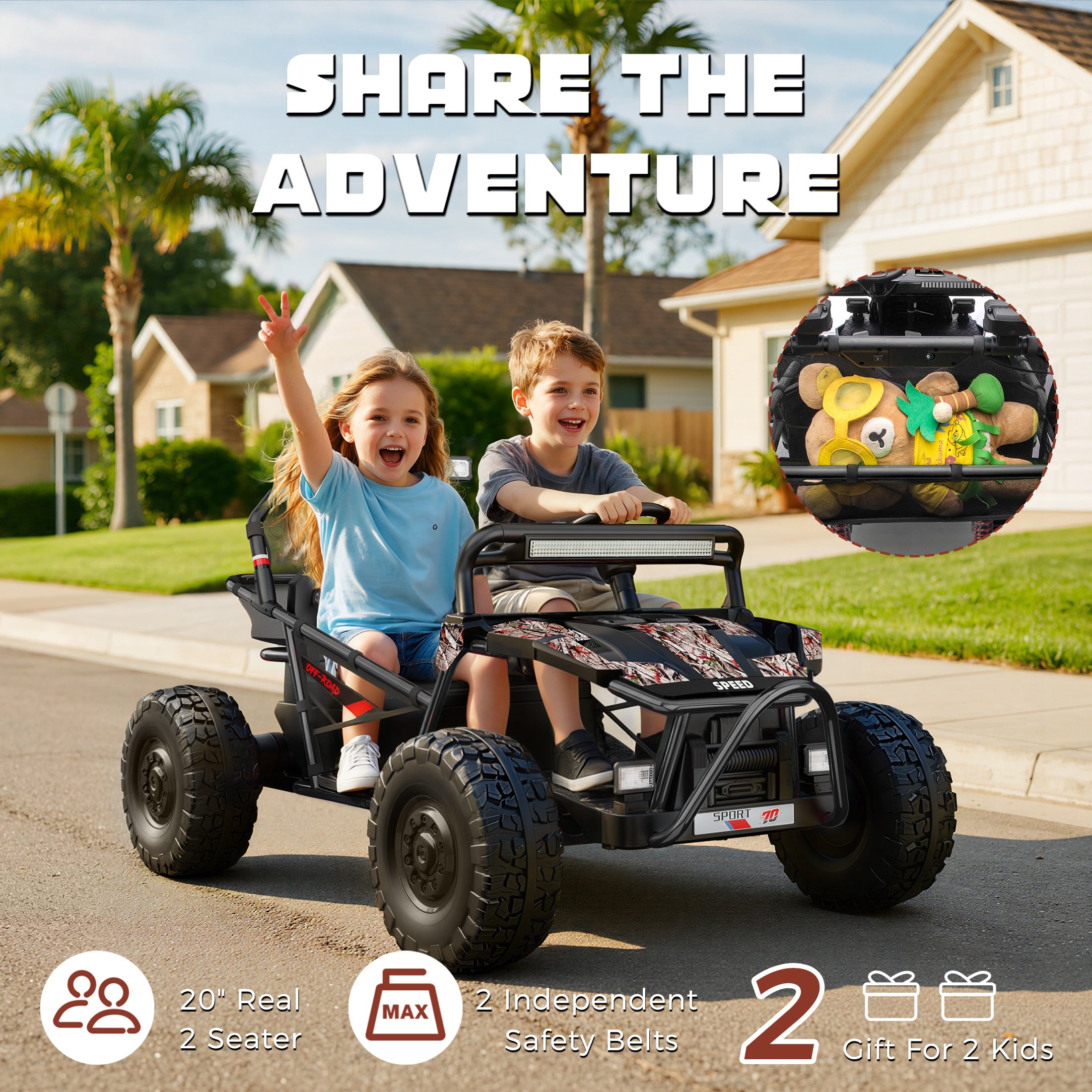 iYofe 36V Electric Ride on Car for Big Kids, Powered Ride on UTV for Boys Girls Ages 6+, Kids Electric Vehicle with Bluetooth, Music, 4 Wheels Spring Suspension, without Remote Control, Black
