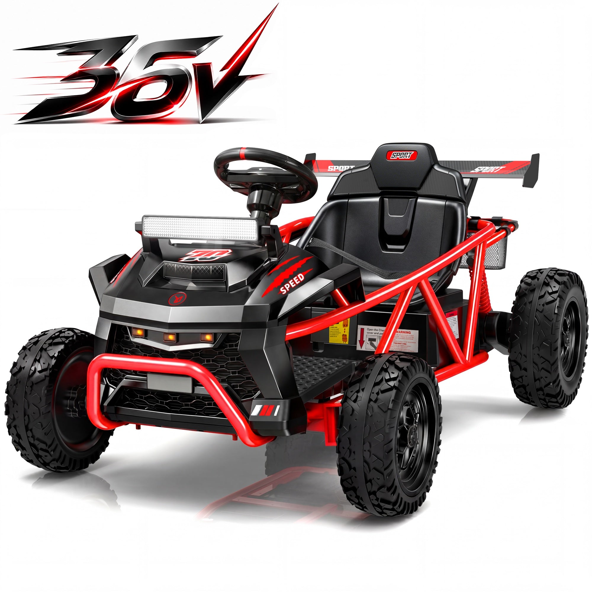 iYofe 36V Electric Ride on Car for Big Kids, Powered Ride on Vehicle for Boys Girls Ages 6+, Kids Electric Car with Bluetooth, Music, Rear Wheel Spring Suspension, Red
