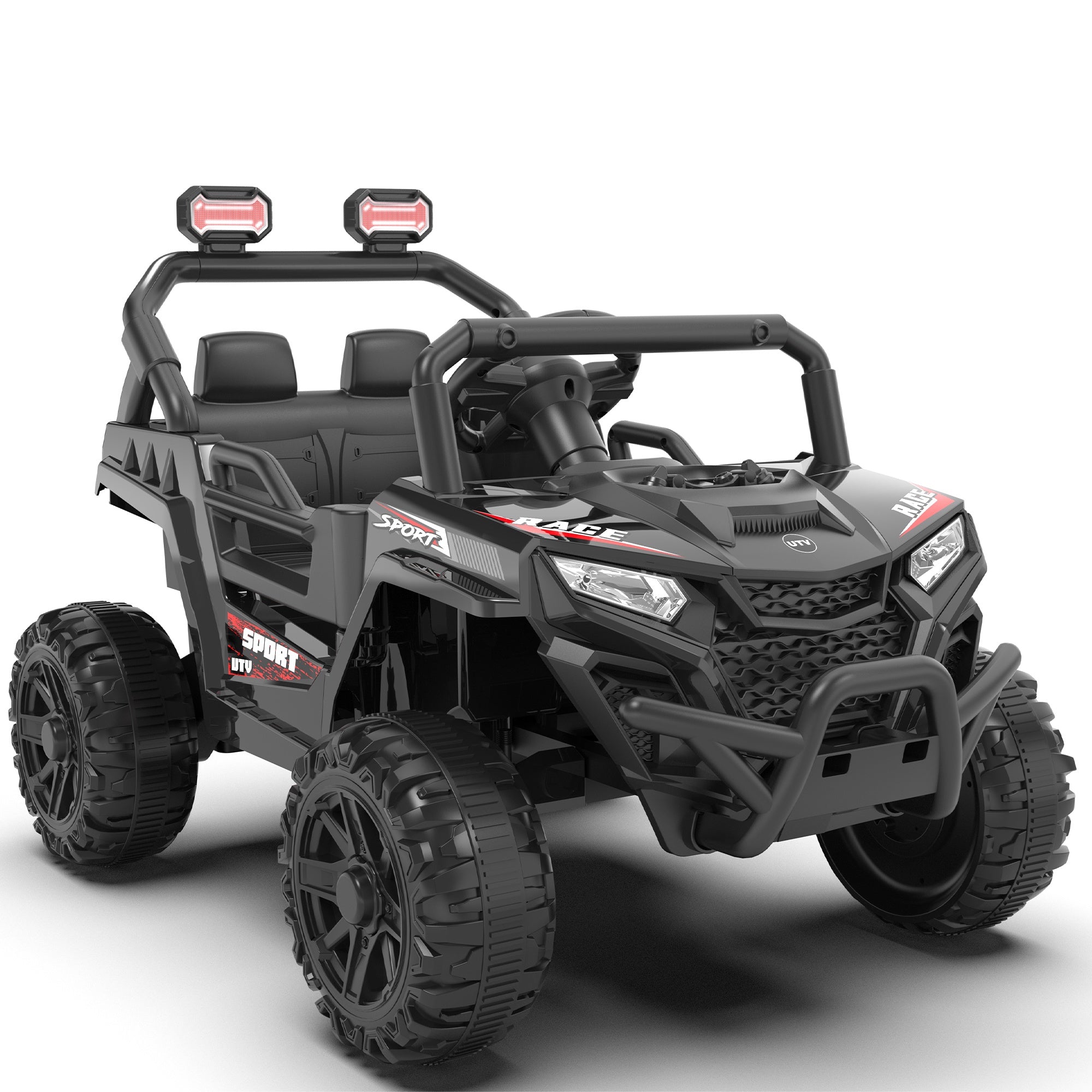 12V Powered Ride on Car UTV, Kids Ride on Toys for Toddlers Ages 3-5, Ride on Vehicles with Remote Control, Bluetooth, Music, 4 Wheels Suspension, Electric Cars for Kids Boys Girls, Black