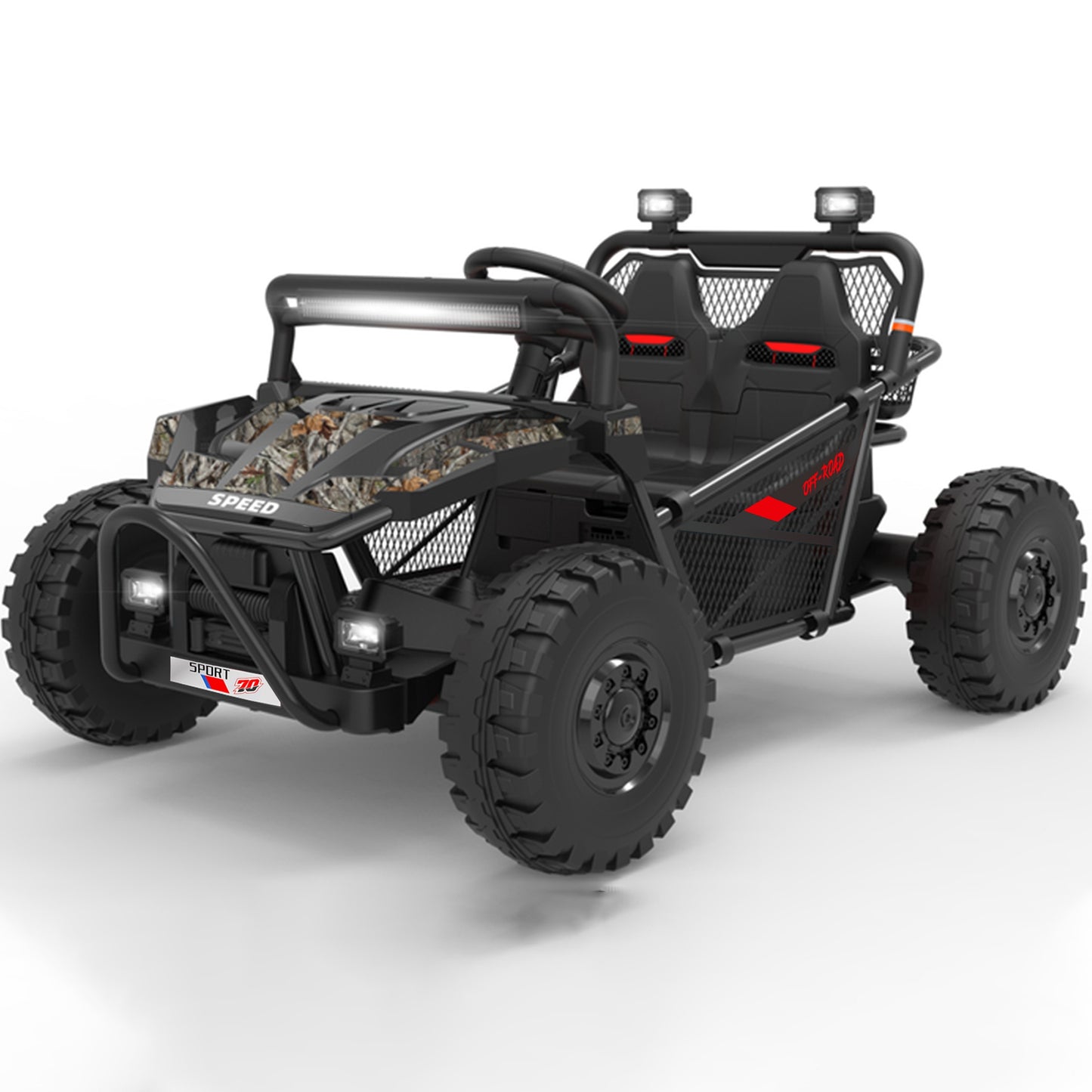 iYofe 36V Ride on Car, Powered Ride on UTV Toys for Big Kids Boys Girls Ages 5+, Kids Electric Cars with Bluetooth, Music, 4 Wheels Spring Suspension, without Remote Control, Black