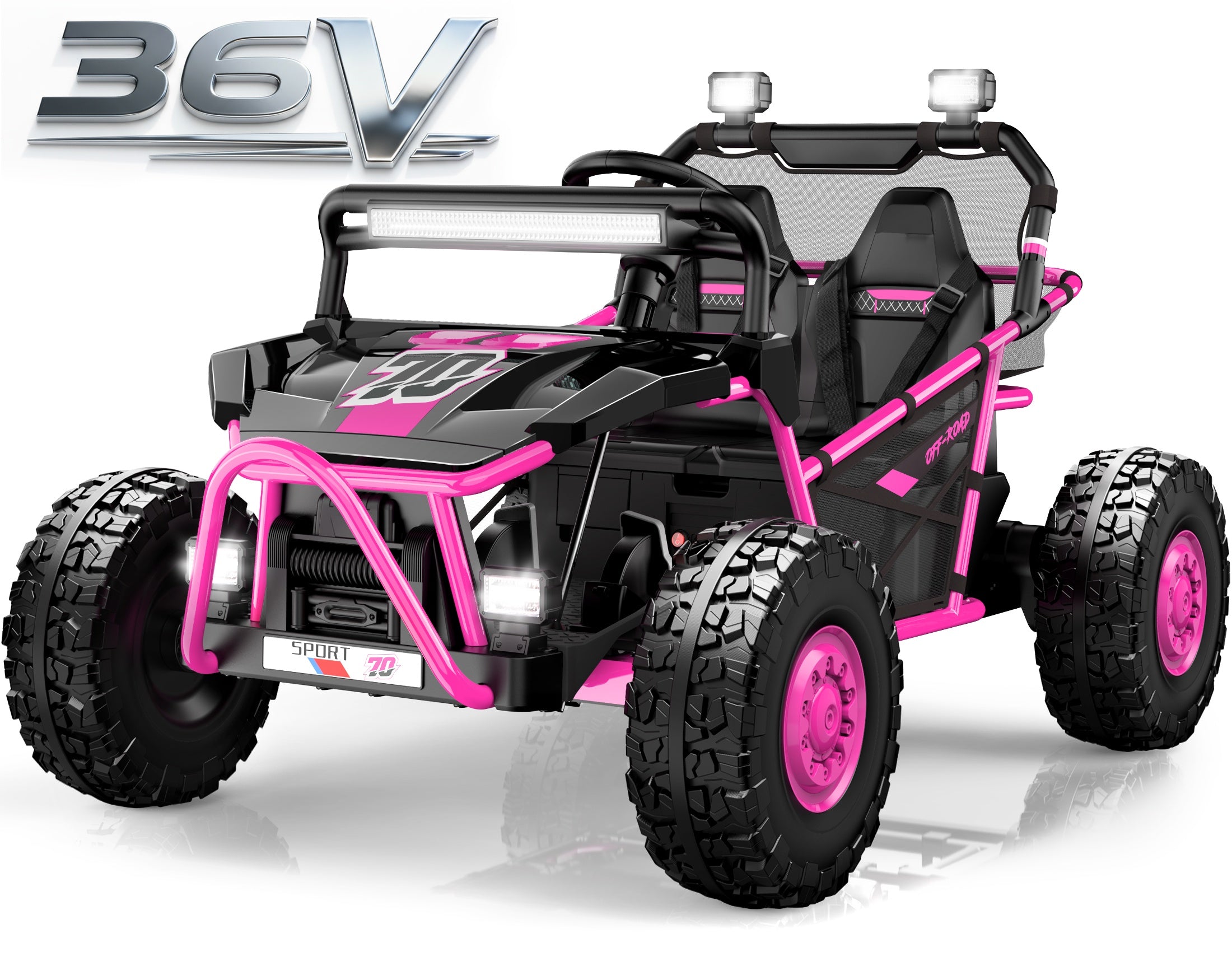 iYofe 36V Electric Ride on Car for Big Kids, 2 Seater Powered Ride on Vehicle for Boys Girls, Kids Electric Car with Bluetooth, FM Radio, Rear Wheel Spring Suspension, 5-8 MPH Speed, Pink