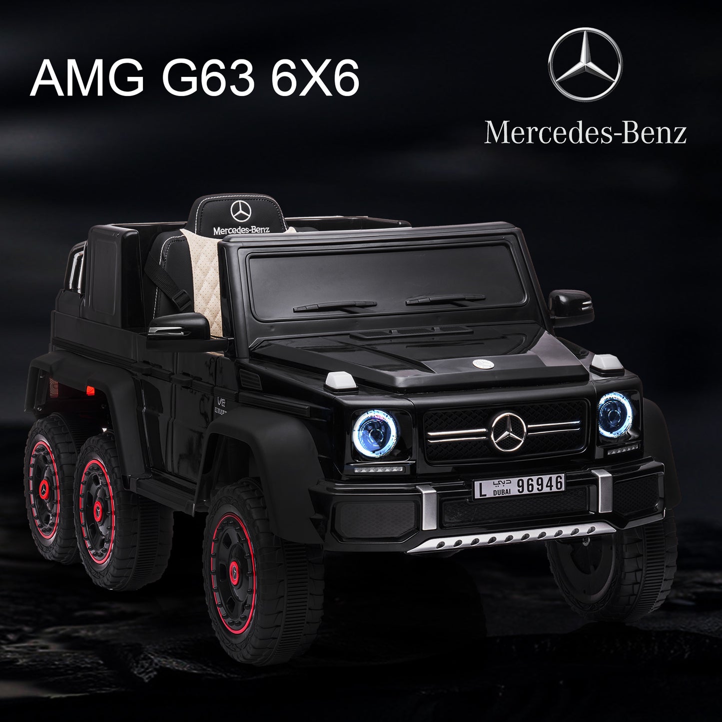 iYofe Licensed Mercedes Benz G63 Car Vehicles with Remote Control, 24V Powered Ried on cars Safety Belt, MP3 Player, Electric Vehicle for Boy & Gril, Red