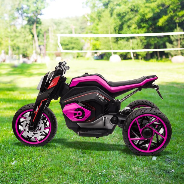 iYofe 12V Kids Ride On Motorcycle Toys, 3 Wheels Electric Trike Motorcycle, with Horn, Headlight, Forward/Reverse Switch,3 Wheel Ride on Toys for Boys Girls Gift, Red