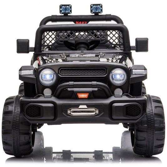 iYofe 12V Kids Ride on Truck Car w/ 2.4G Remote Control, LED Lights, AUX outlet, Adjustable Seatbelt, ASTM-Certified Ride on Toy for Boys and Girls, Black