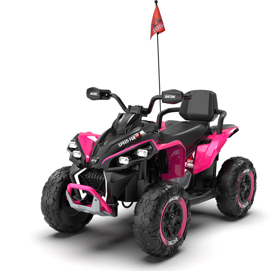 24V Kids Ride on ATV, XXL Electric Quad for Big Kids, 2-Seater Ride on Toy with Parental Remote, Bluetooth, LED Lights, USB/MP3, Power Display, 3 Speeds, Shock Absorber, Gift for Boys & Girls