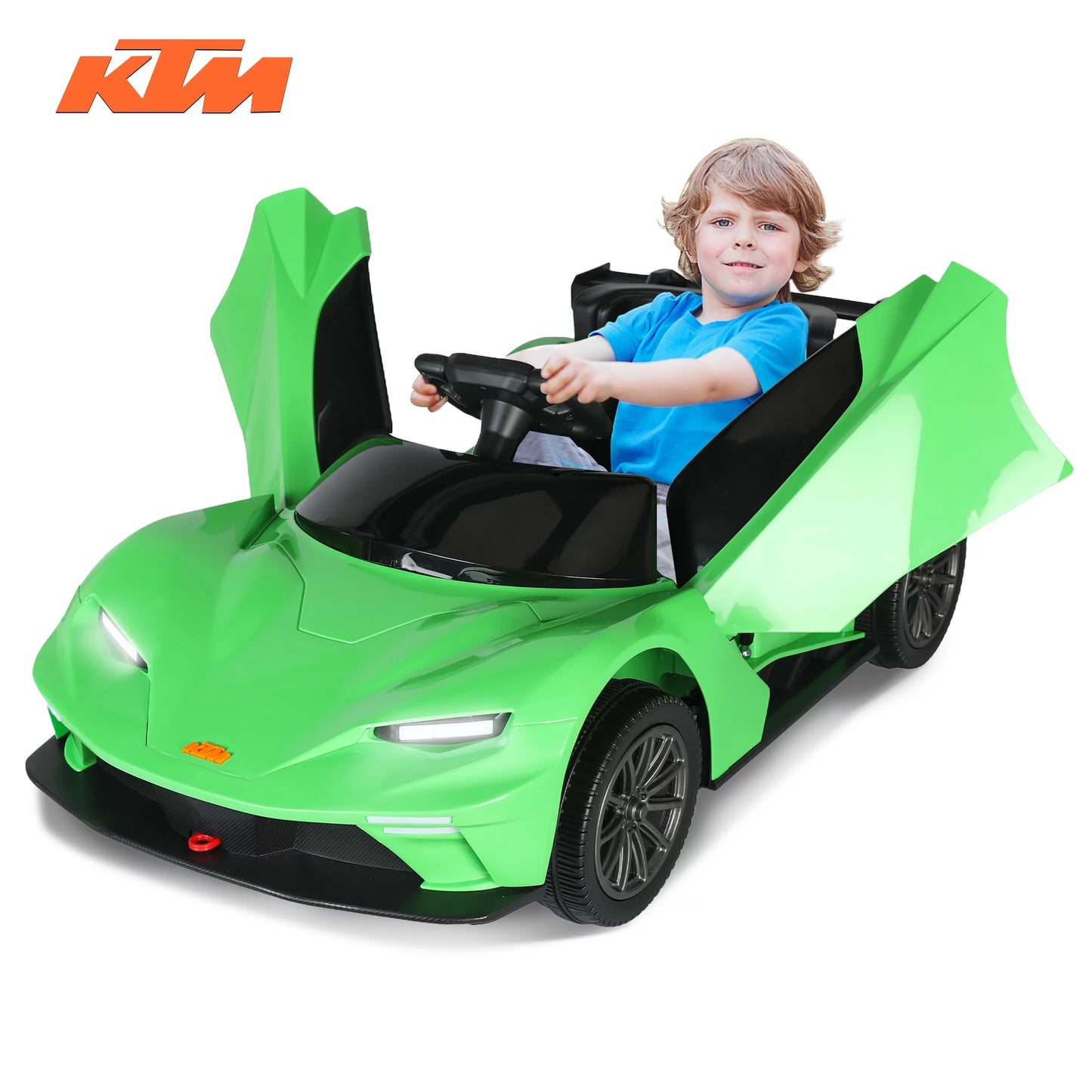 KTM Ride on Car for Kids, 12V Powered Ride on Toy with Remote Control, Music, USB, MP3, Bluetooth, LED Lights, Electric Vehicles for 3-6 Years OldBoys Girls, Green