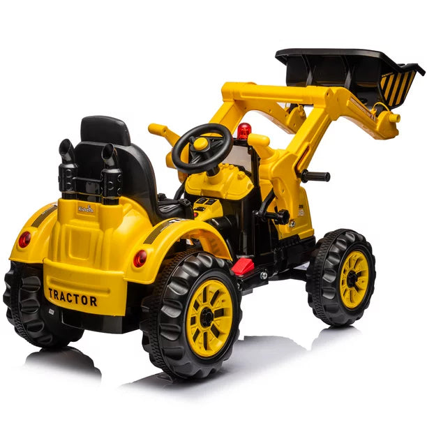 iYofe 12V Kids Ride on Excavator Car, 12V Battery Powered Construction Vehicles with Horn, 2 Speeds, Forward/Backward, Safety Belt,Treaded Wheels, Digger for Boys 3-12 Years Old, Yellow