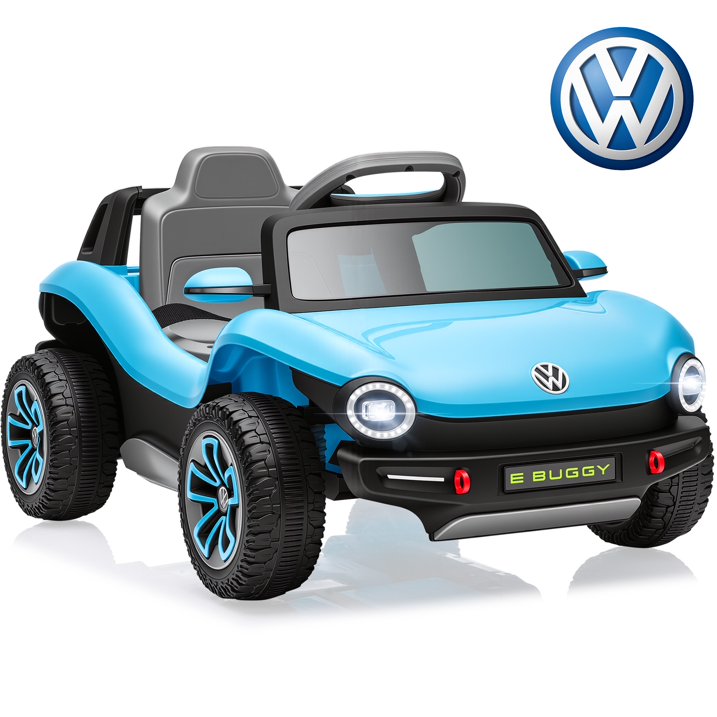 Volkswagen Beetle 12V Kids Ride On Car with Remote Control, Powered Electric Car for Kids, Ride On Toy with 4 Wheel Suspension, Bluetooth Music, LED Headlights, Cars for Kids Ages 3–5, Blue