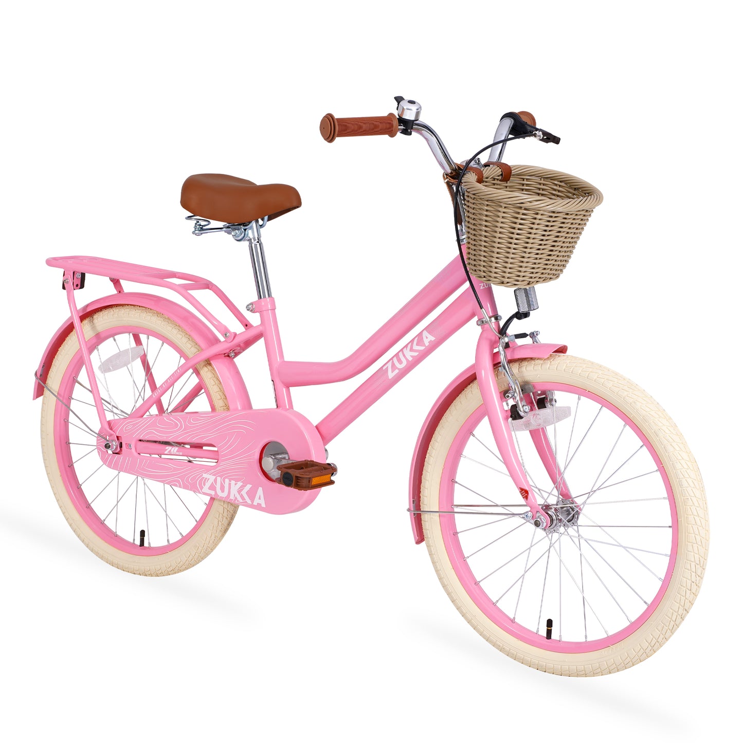 Girls Bike 20inch with Basket and Backseat, Kids Bicycle for 7-10 Years Old, Single Speed